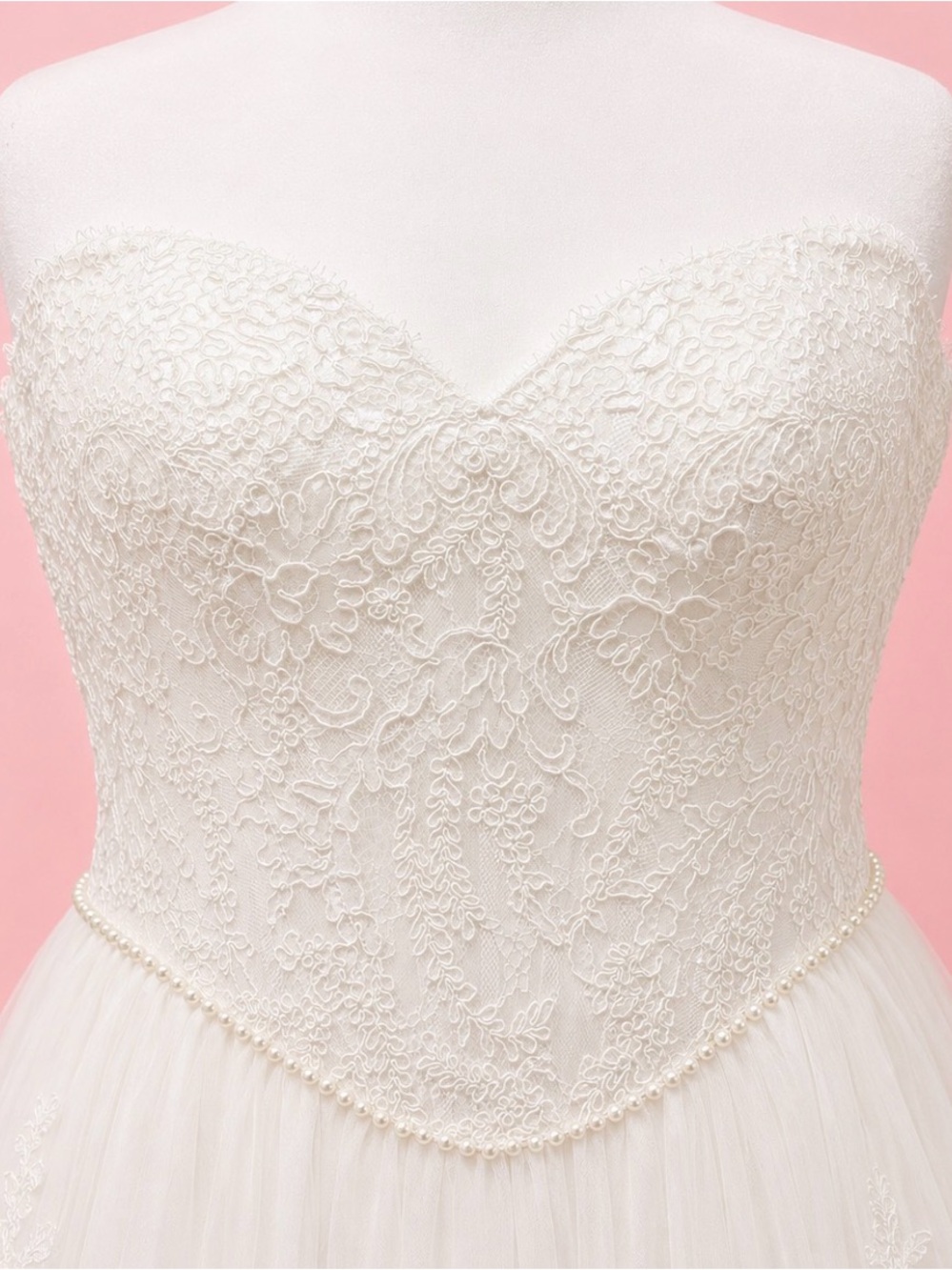 Allure Couture Strapless Lace Ball Gown Wedding Dress in Ivory - Picture 10 of 12